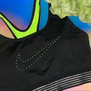Nike (S) Dri-fit sports bra in black & neon yellow/green GUC